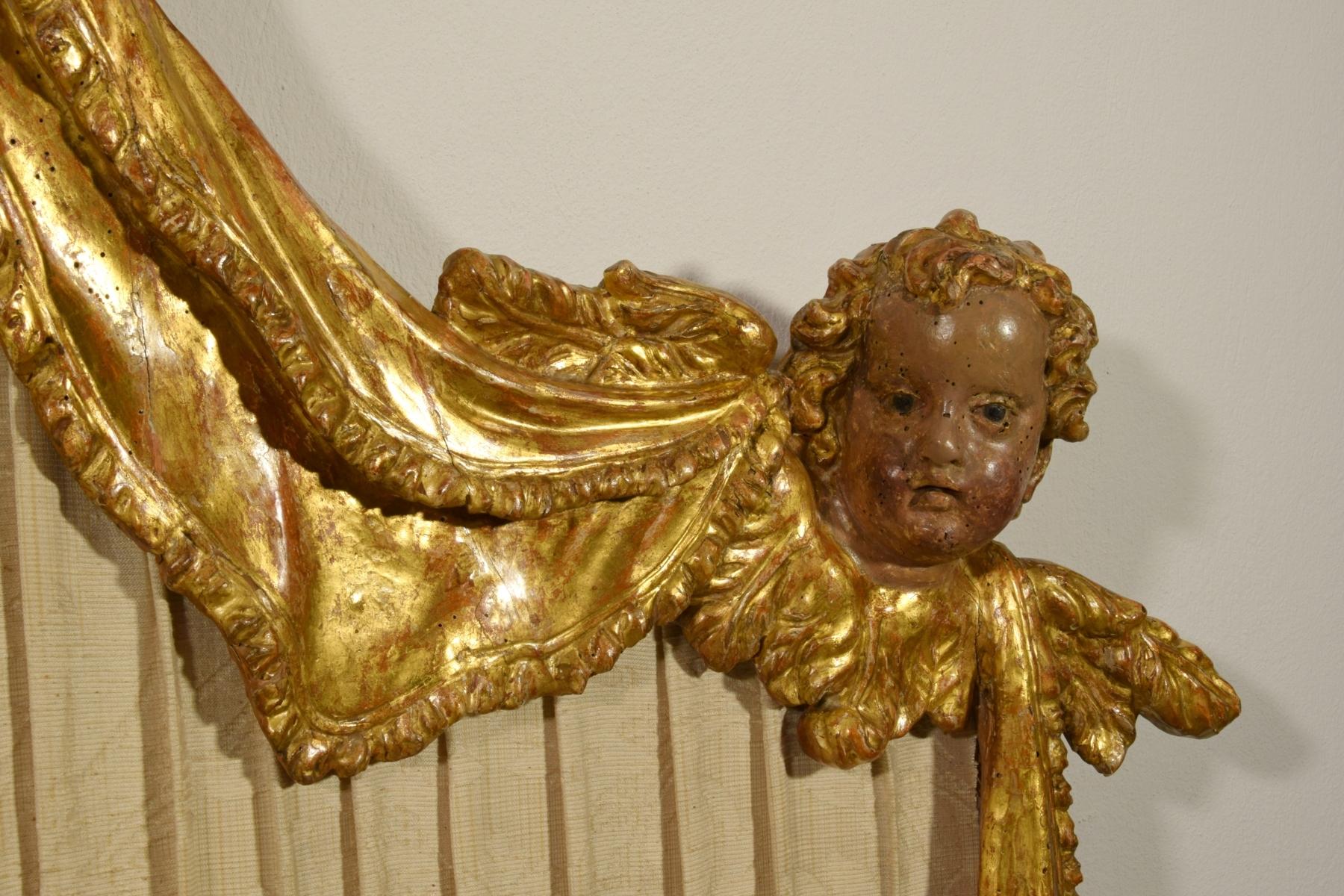 20th Century Italian Carved and Gilded Wood Canopy Bed Head 4