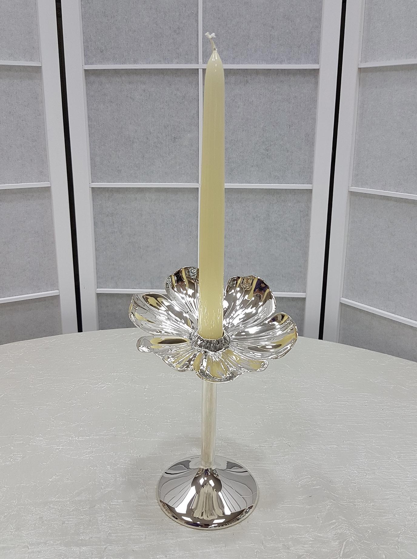 Other 20th Century Italian Silver 800 Candlestick Flower Shape For Sale