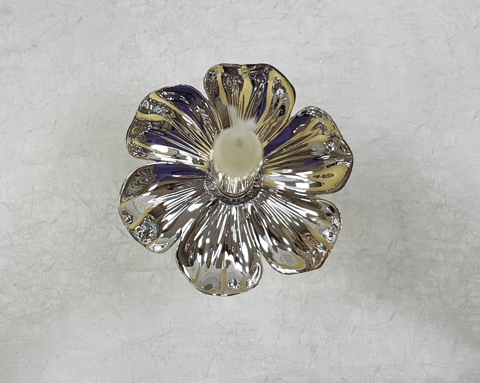 Late 20th Century 20th Century Italian Silver 800 Candlestick Flower Shape For Sale