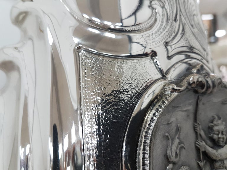 Late 20th Century 20th Italian Century Solid Silver Big Vase Blason Depicting Mythological Figures For Sale