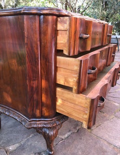 20e commode italienne en noyer avec marbre gris d'origine