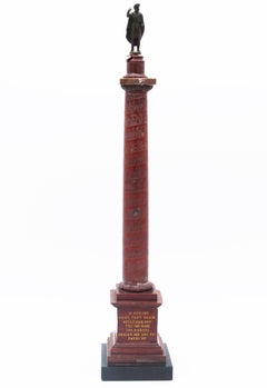 20th Century Grand Tour Red Marble Bronze Sculpture Column of Marcus Aurelius