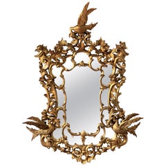 20th Italian Large Giltwood Carved Eagles Mirror