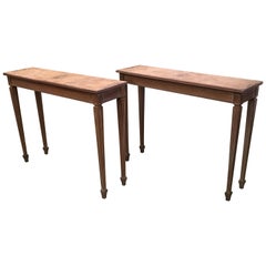 20th Italian Neoclassical Pair of Rectangular Console Tables by Mariano Garcia