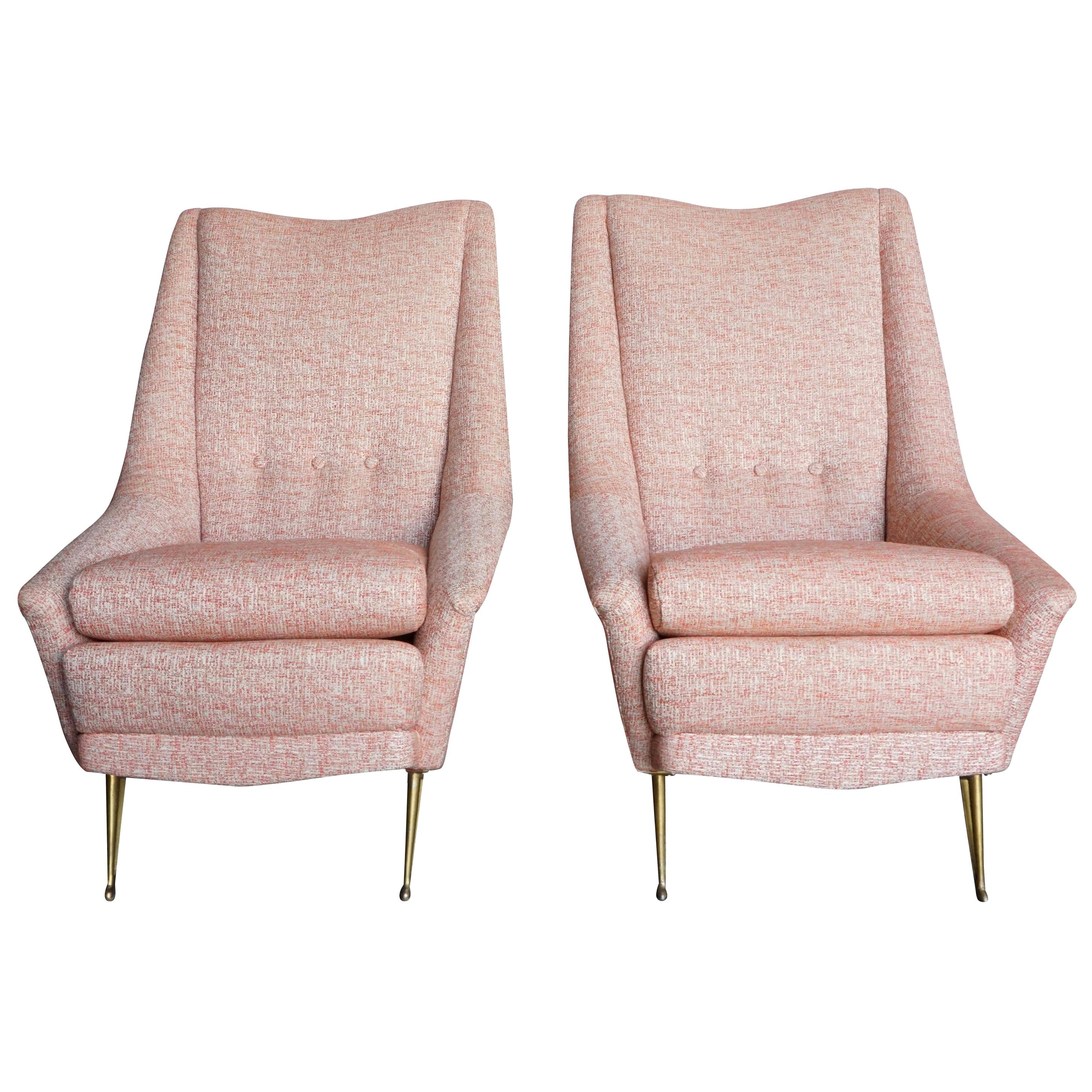 20th Century Italian Pair of Pink Style Lounge Chairs Marco Zanusso