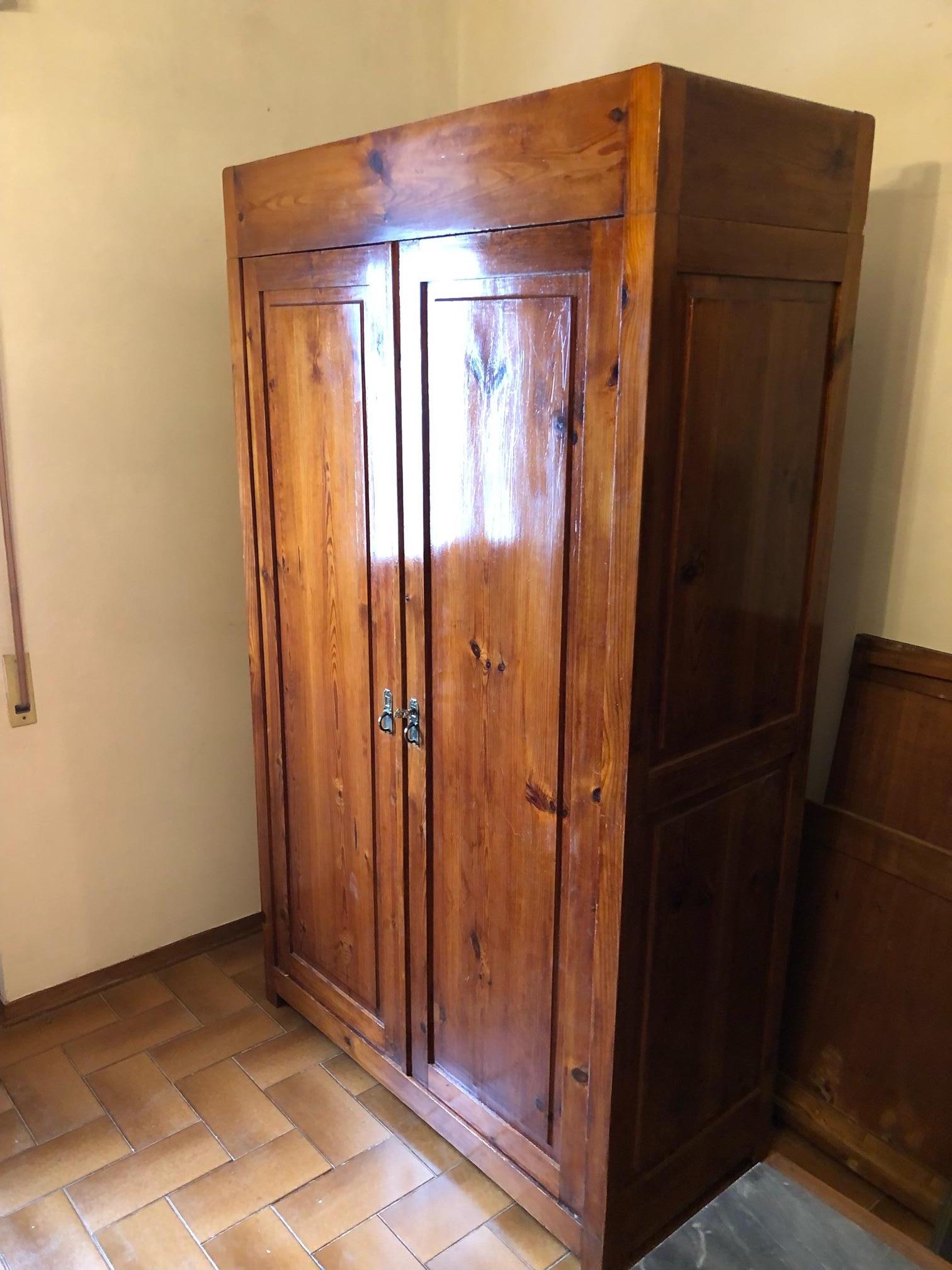 Rustic 20th Italian Pine Wardrobe in Natural Honey Colored