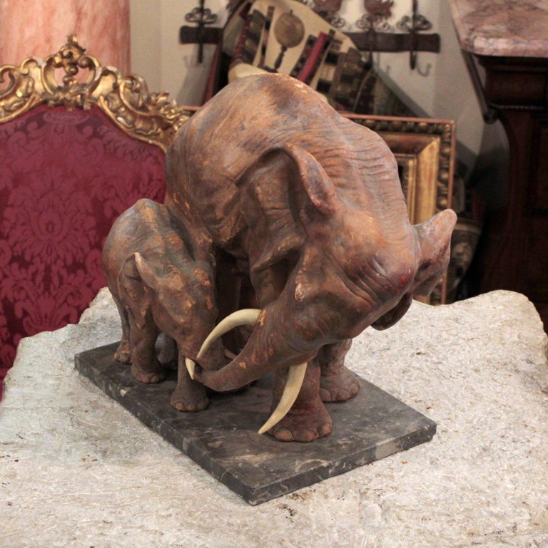 20th Century Italian Sculpture with Elephants Attributed to Guido