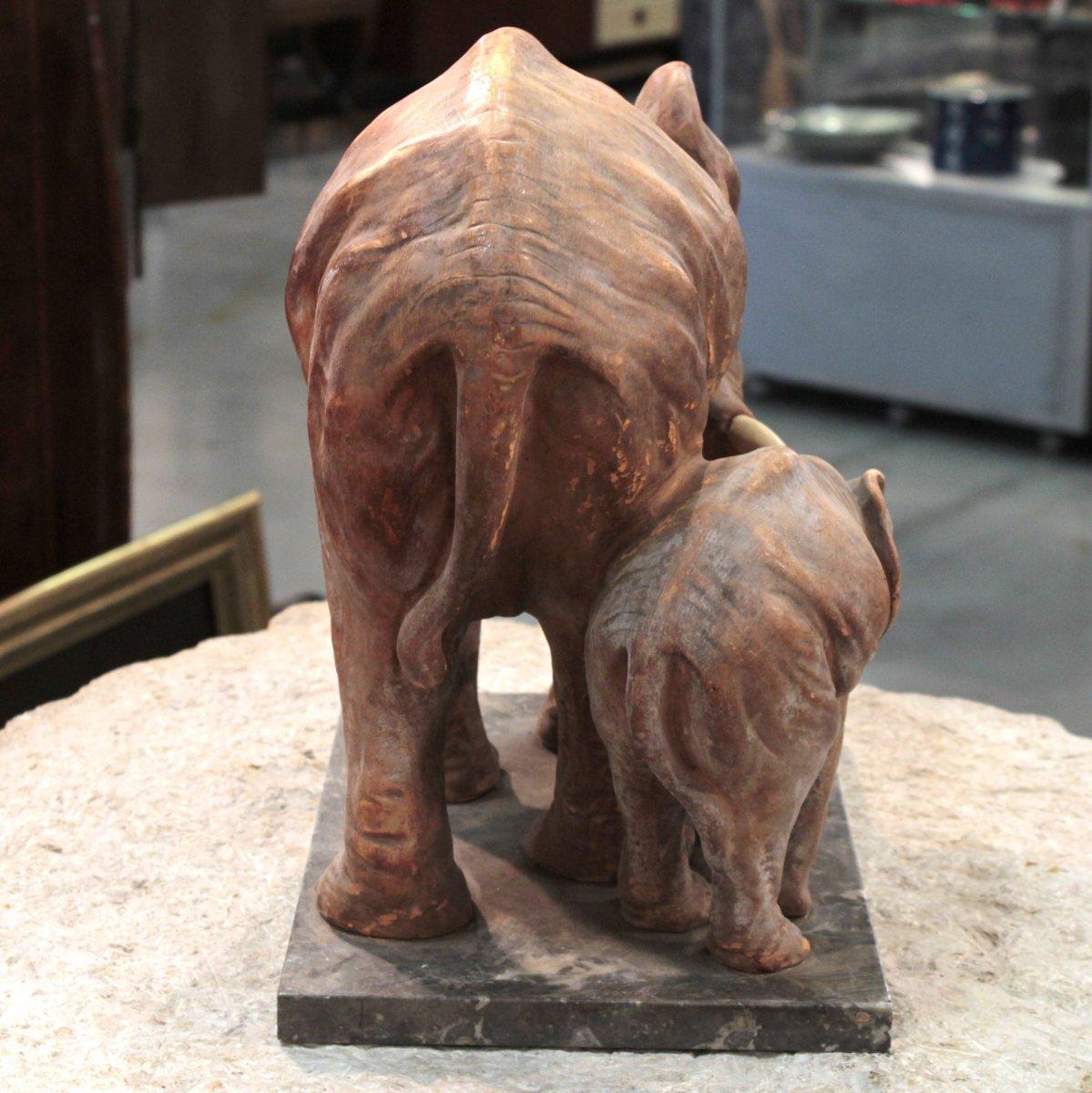 Art Deco 20th Century Italian Sculpture with Elephants Attributed to Guido Cacciapuoti For Sale