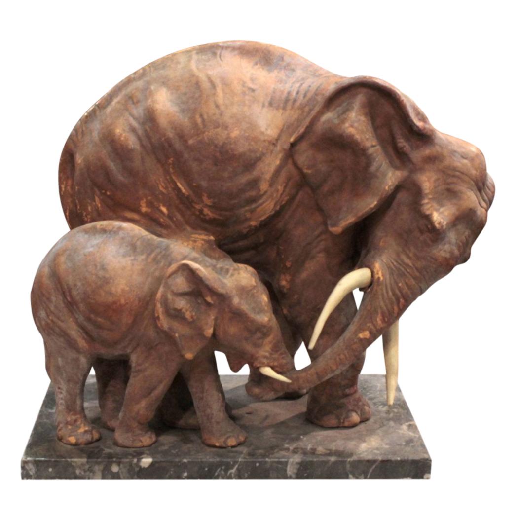 20th Century Italian Sculpture with Elephants Attributed to Guido Cacciapuoti For Sale