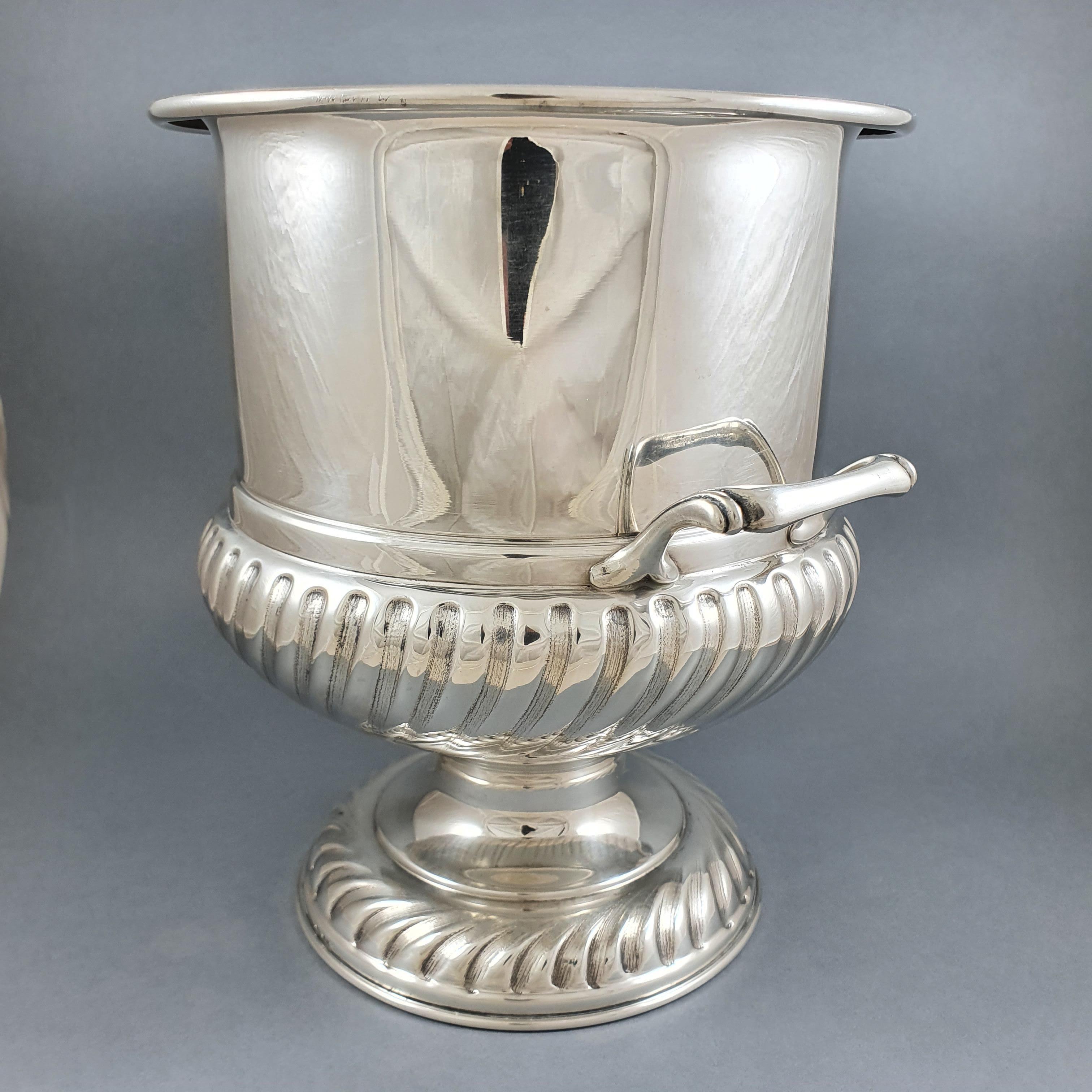 20th Italian Solid Silver Champagne Bucket In Good Condition In Saint-Ouen, FR