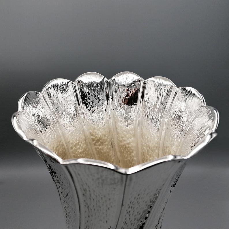 Hand-Crafted 20th Italian Sterling Silver Vase For Sale