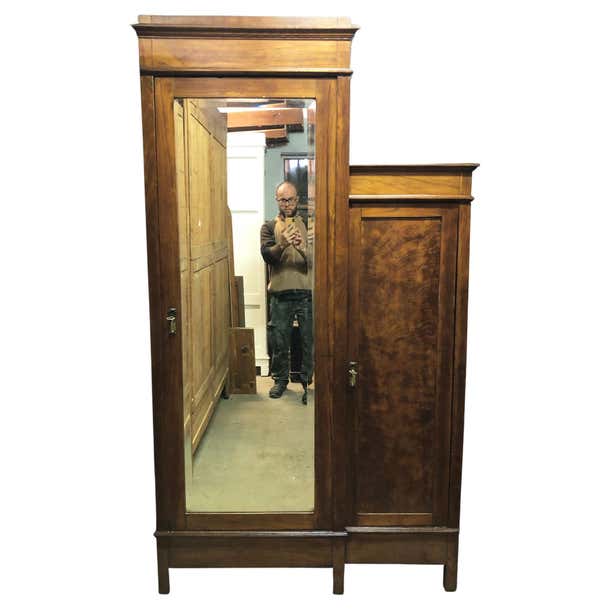 20th Italian Wardrobe with Two Doors in Walnut with Mirror at 1stDibs ...