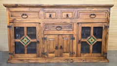 20th Large Catalan Spanish Baroque Light Oak Tuscan Credenza or Buffet
