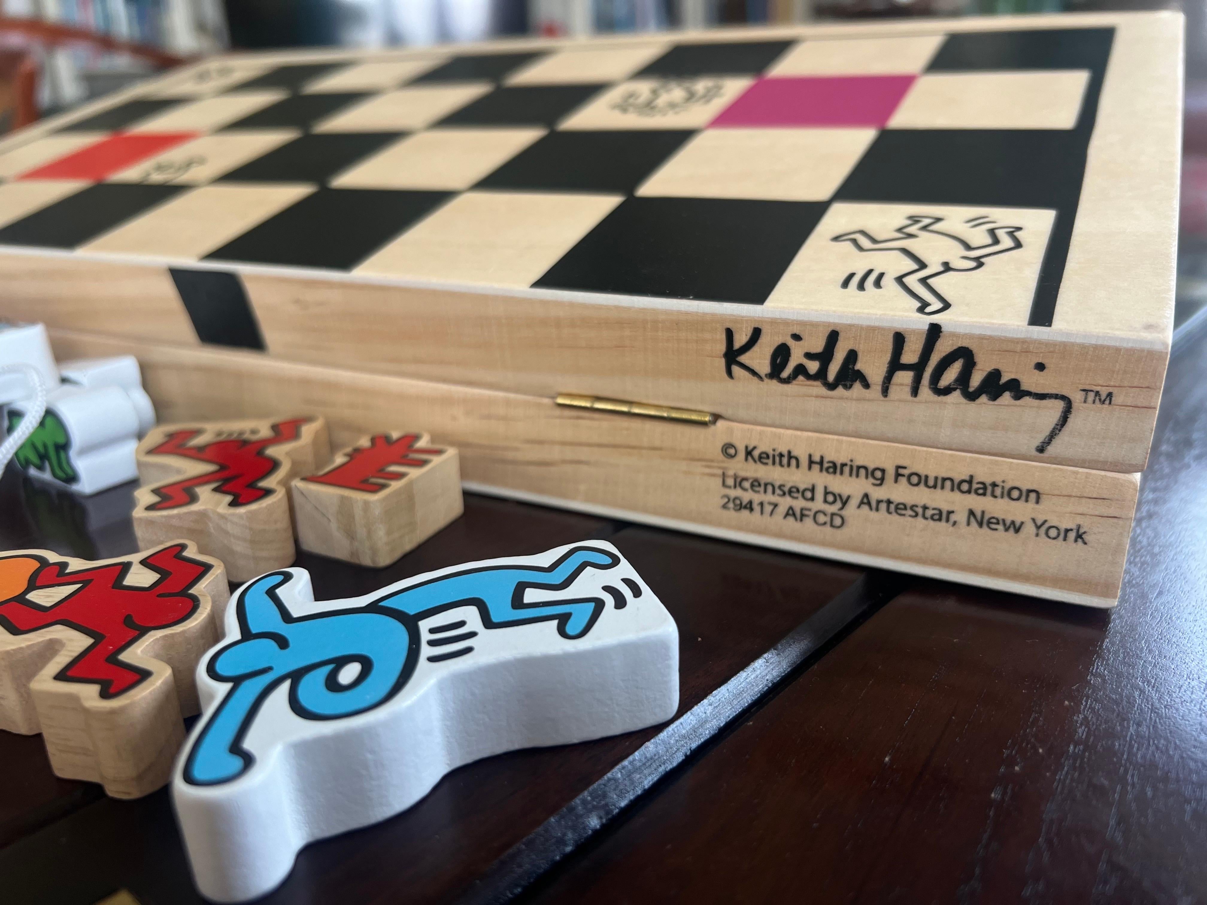 Wood 20th Limited Edition Chess Set inspired by Artist Keith Haring For Sale