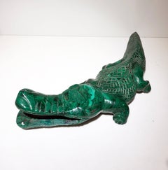 20th Century Malachite Crocodile Italian Green Animal Sculpture