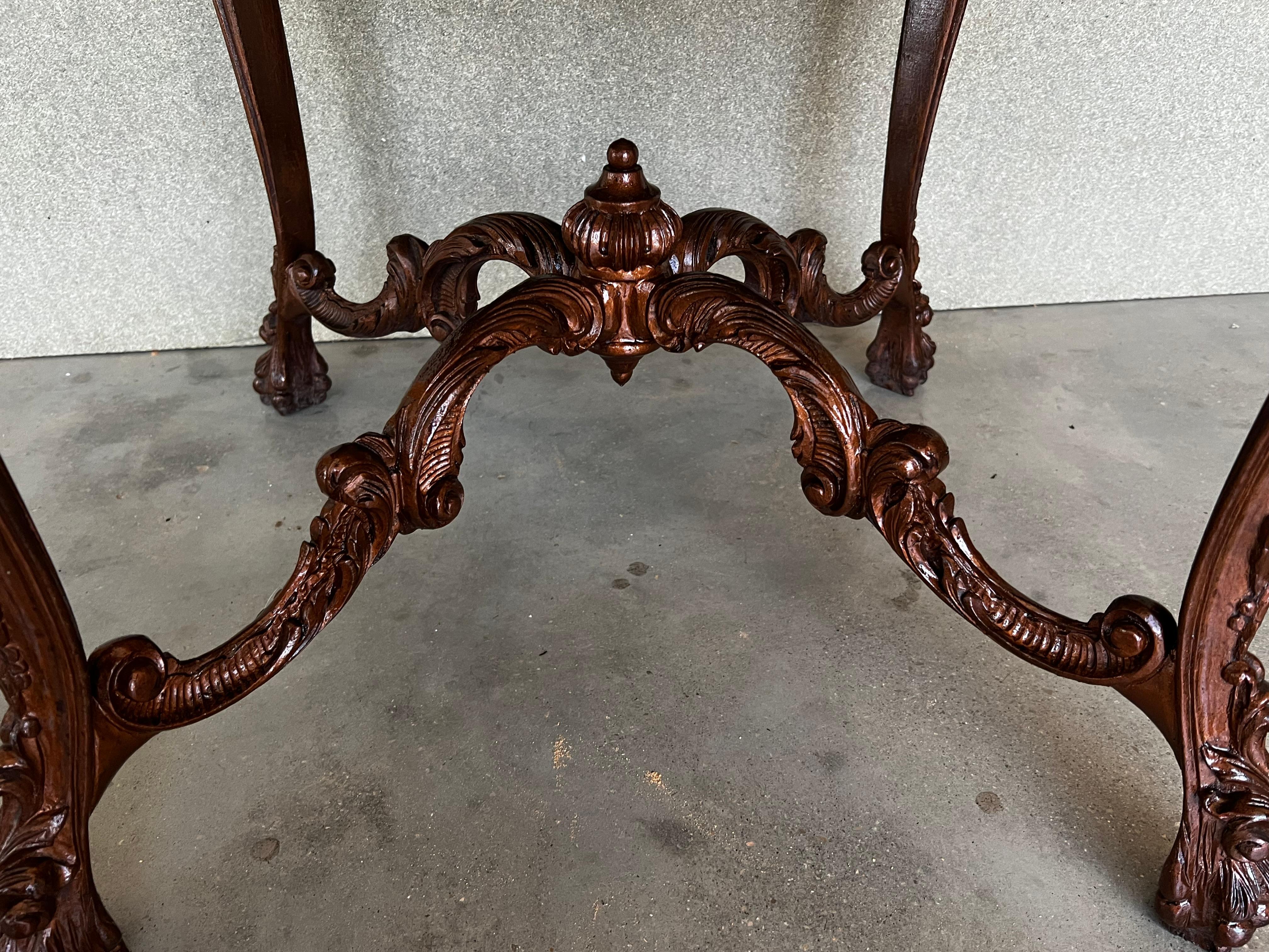 20th Mariano Garcia Spanish Side Table with Highly Carved Top and Legs For Sale 5