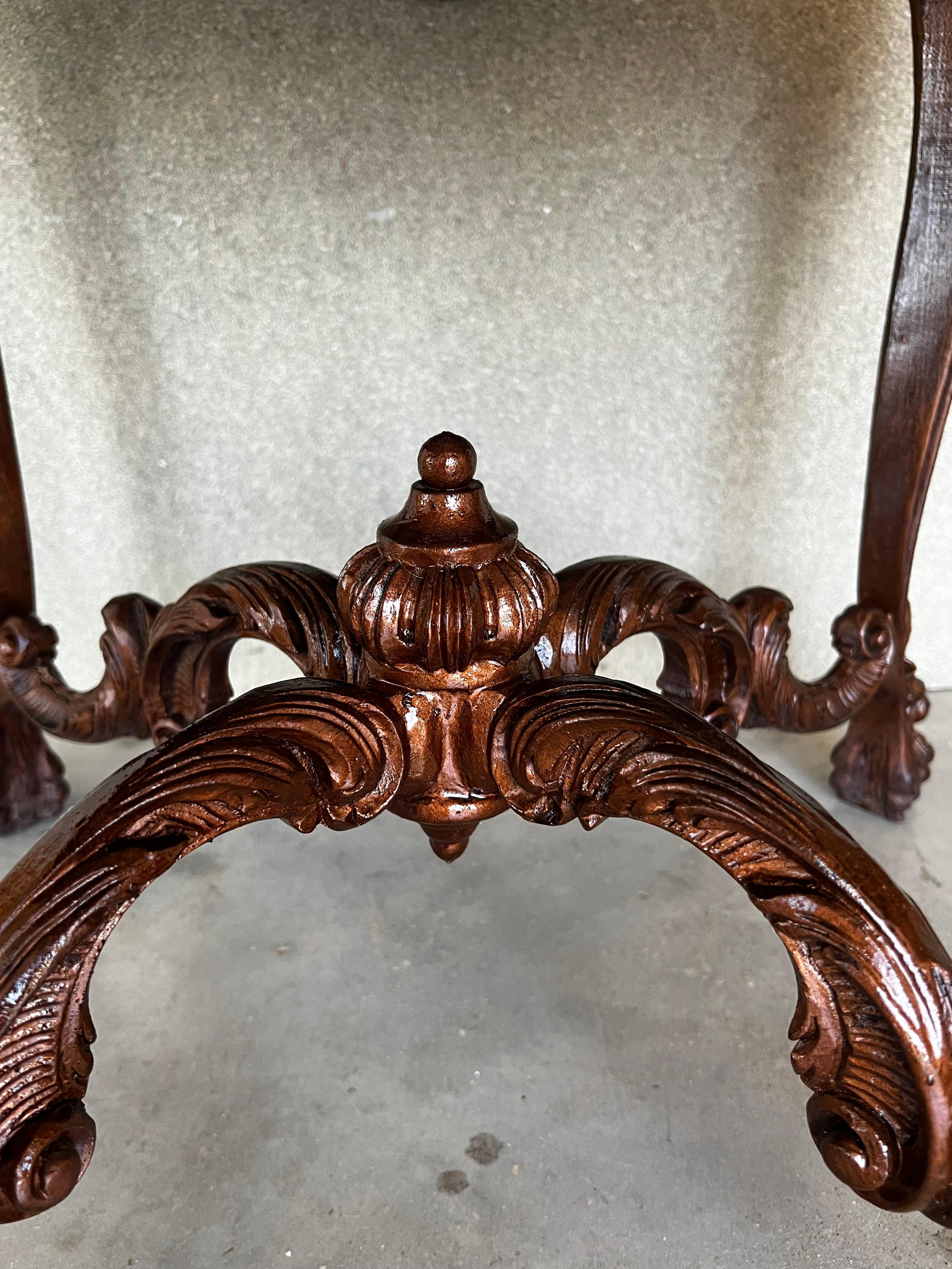 20th Mariano Garcia Spanish Side Table with Highly Carved Top and Legs For Sale 6
