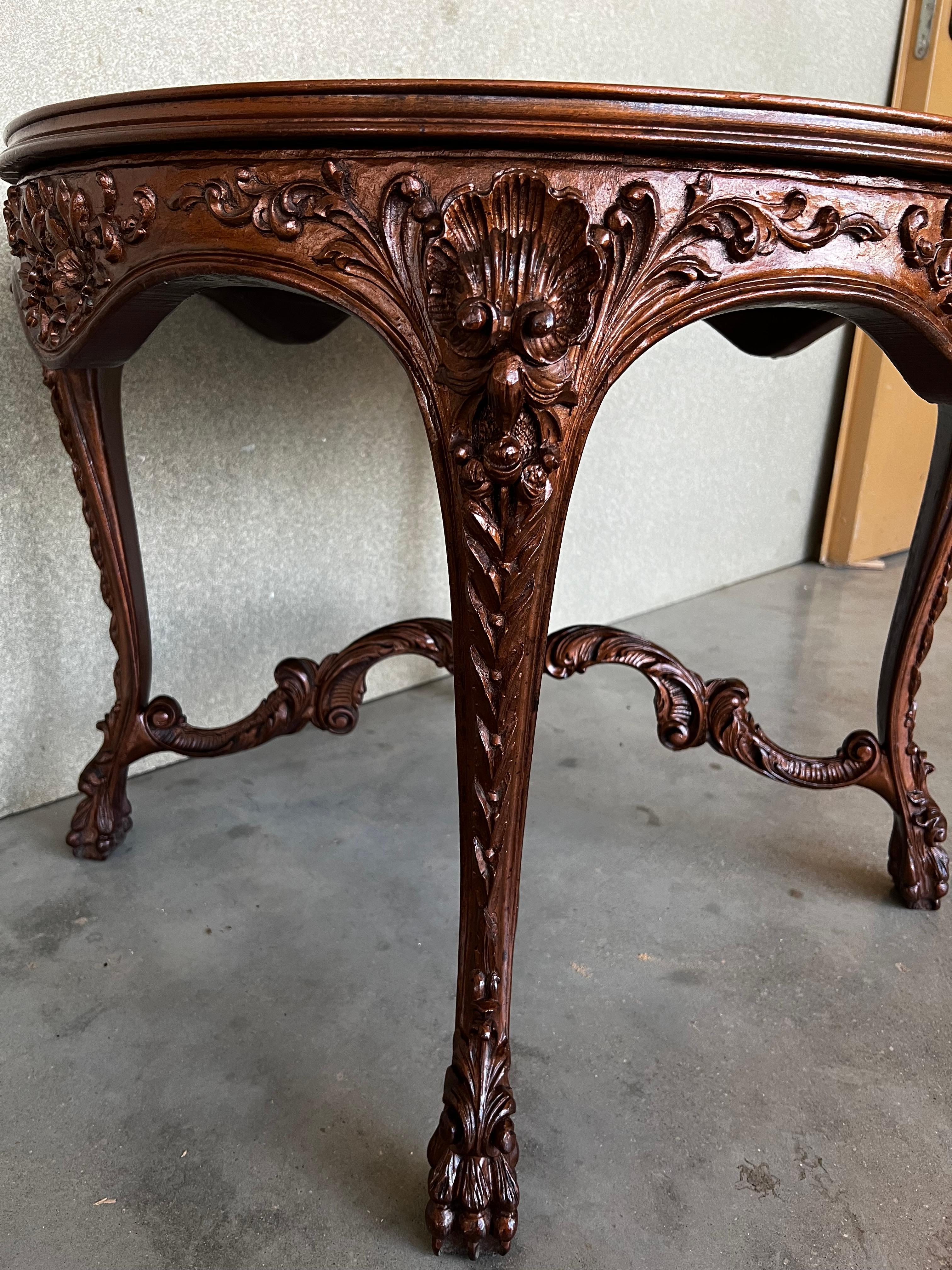 20th Mariano Garcia Spanish Side Table with Highly Carved Top and Legs For Sale 9