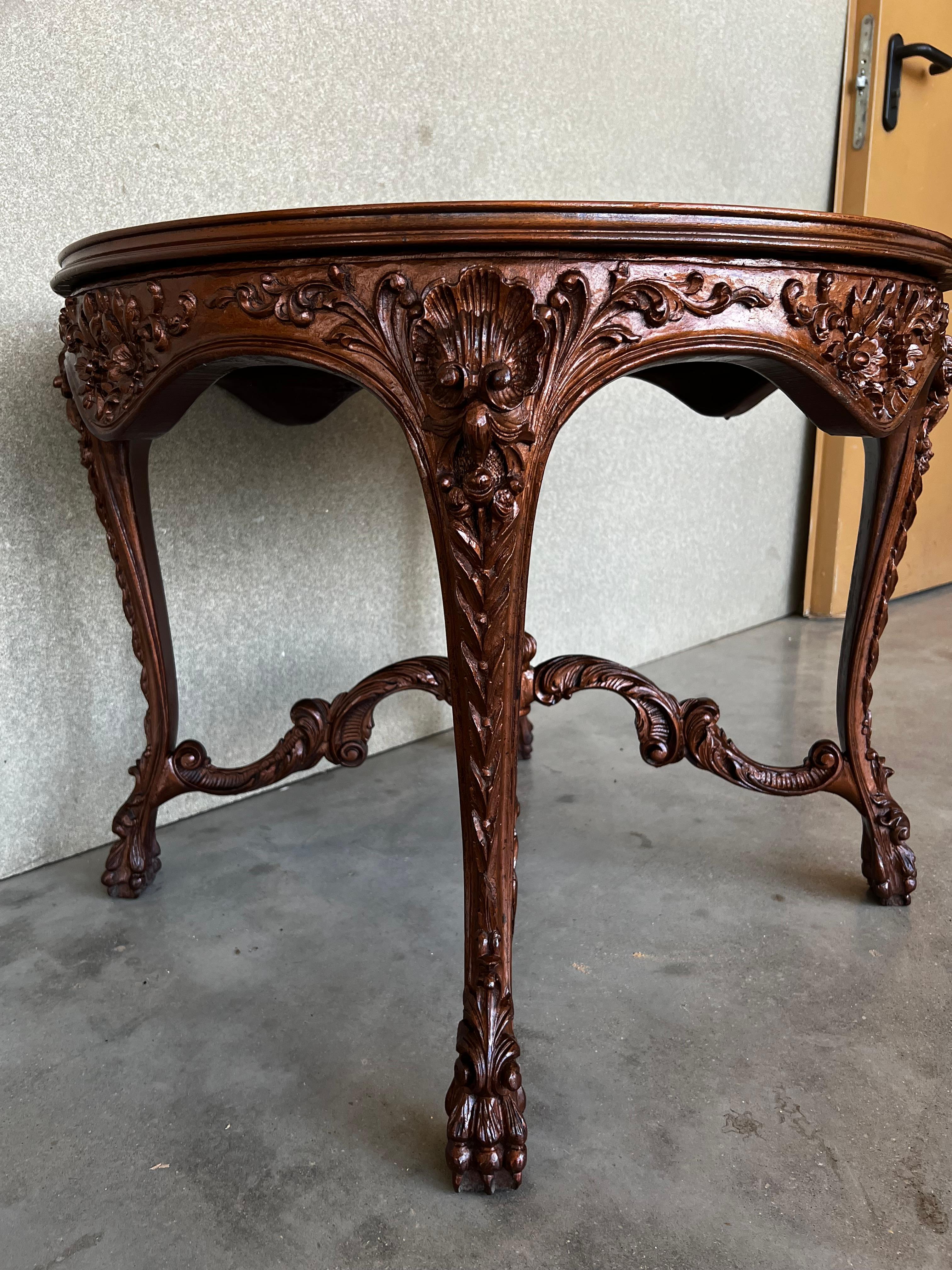 20th Mariano Garcia Spanish Side Table with Highly Carved Top and Legs For Sale 3