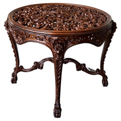 20th Mariano Garcia Spanish Side Table with Highly Carved Top and Legs