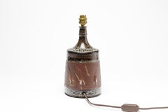 Lampe de bureau en céramique marron du milieu du 20e siècle par Roger Collet Vallauris, vers 1960