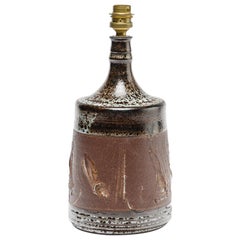 Braune Keramik-Tischlampe aus der Mitte des 20. Jahrhunderts von Roger Collet Vallauris, um 1960