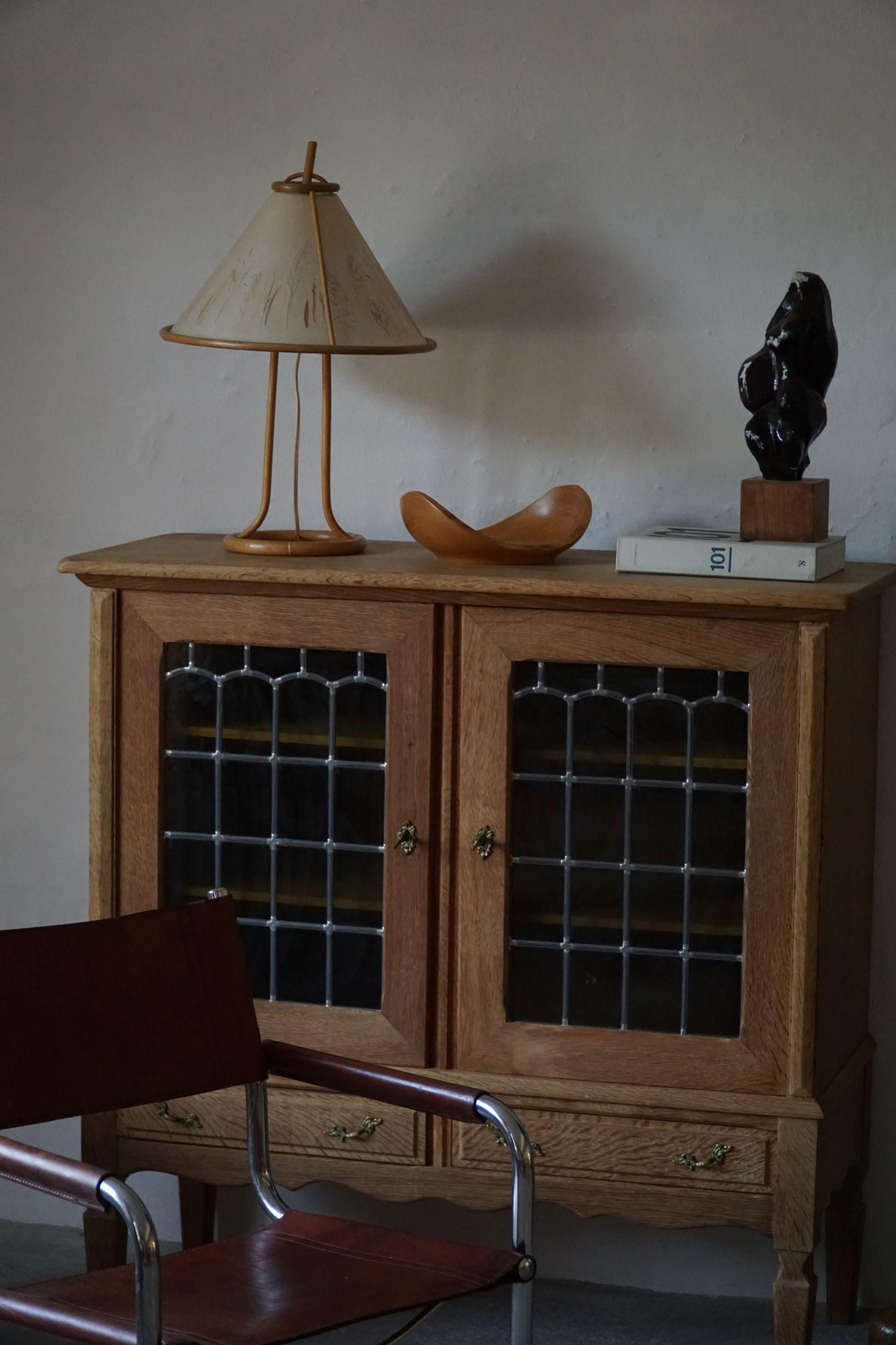 20th Mid Century Cabinet in Solid Oak with Glass Front, by Danish Cabinetmaker For Sale 6