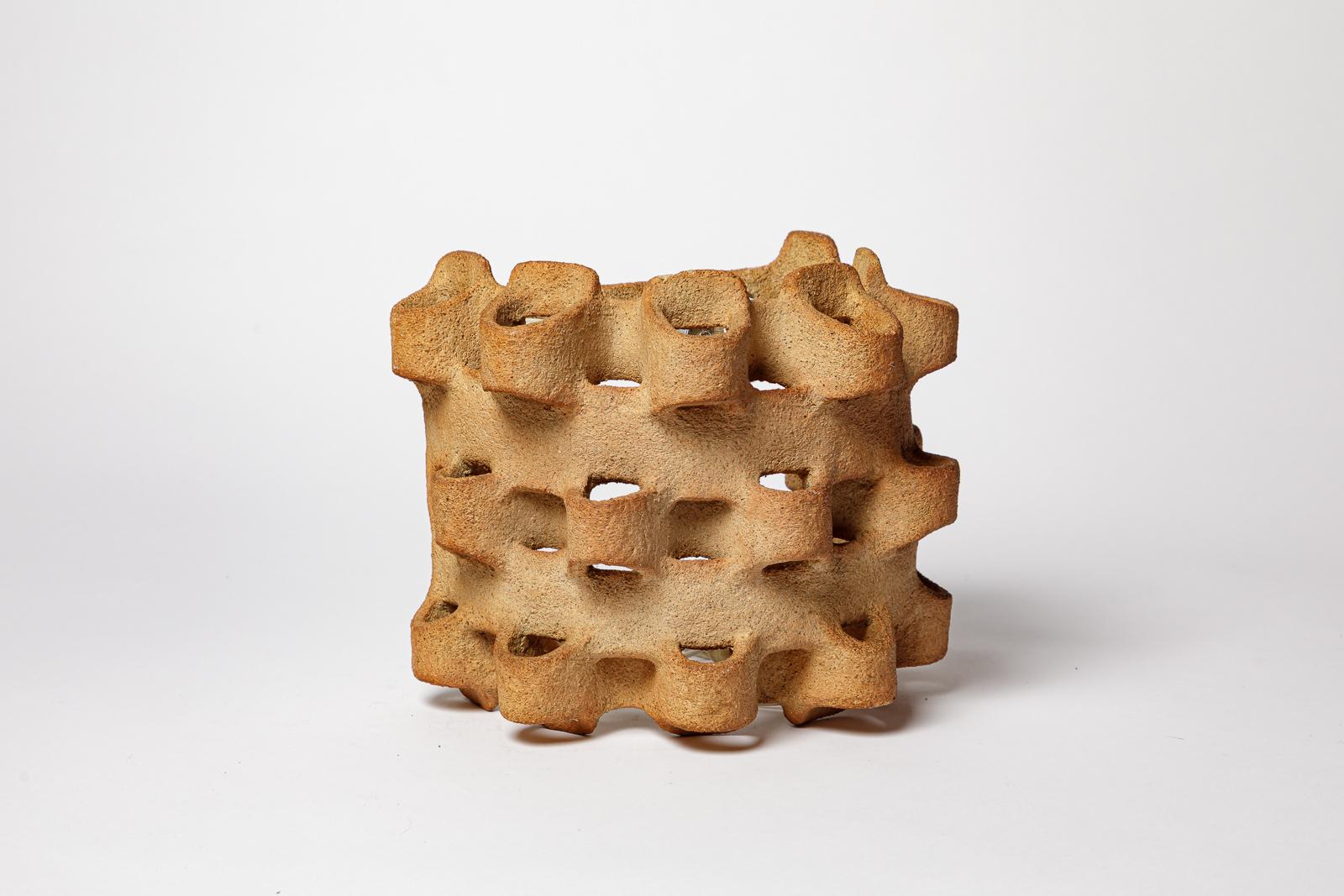 Mid-Century Modern 20th mid-century design sonteware ceramic wall light sonce att. to Guy Bareff For Sale