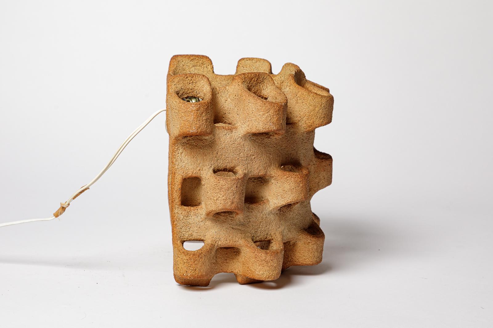 French 20th mid-century design sonteware ceramic wall light sonce att. to Guy Bareff For Sale