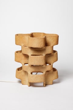 Lámpara de sobremesa de cerámica de gres de diseño de mediados de siglo XX att. a Guy Bareff 1970