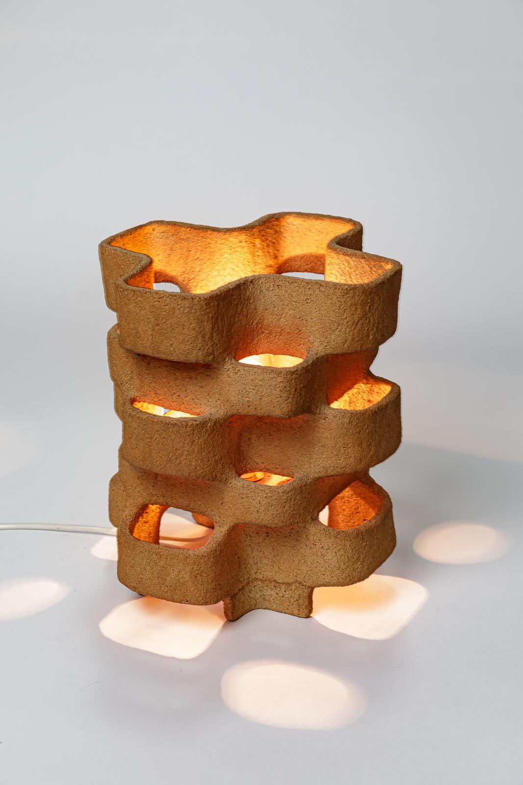 Ceramic 20th mid-century design stoneware ceramic table lamp att. to Guy Bareff 1970 For Sale
