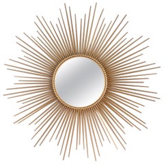 Vintage 20th Mid-Century  Gilded Metal Framed Mirror France 60s