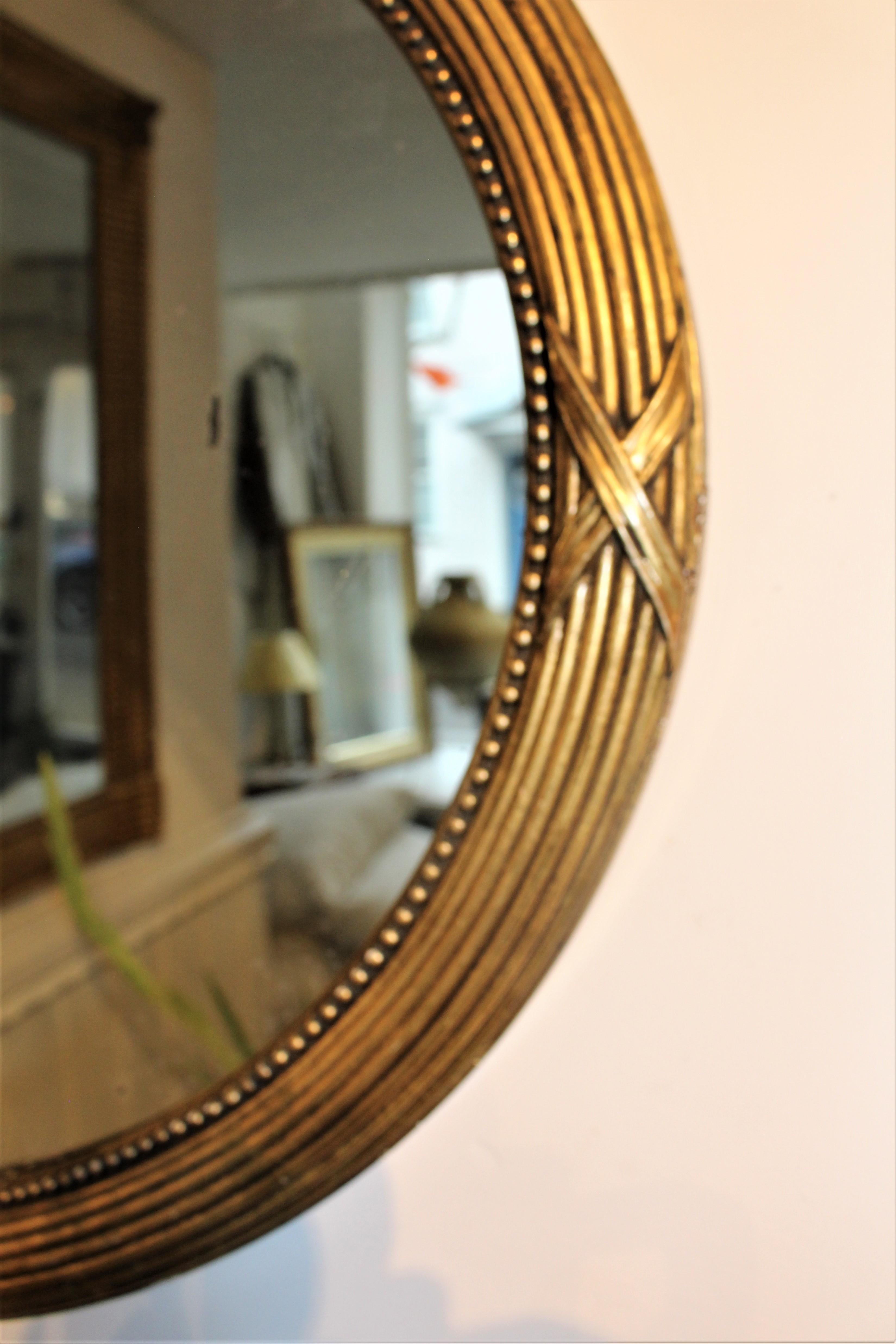Mid-20th Century 20th Century Oval Art Deco 1930 French Continental Gilt Wall Console Mirror For Sale