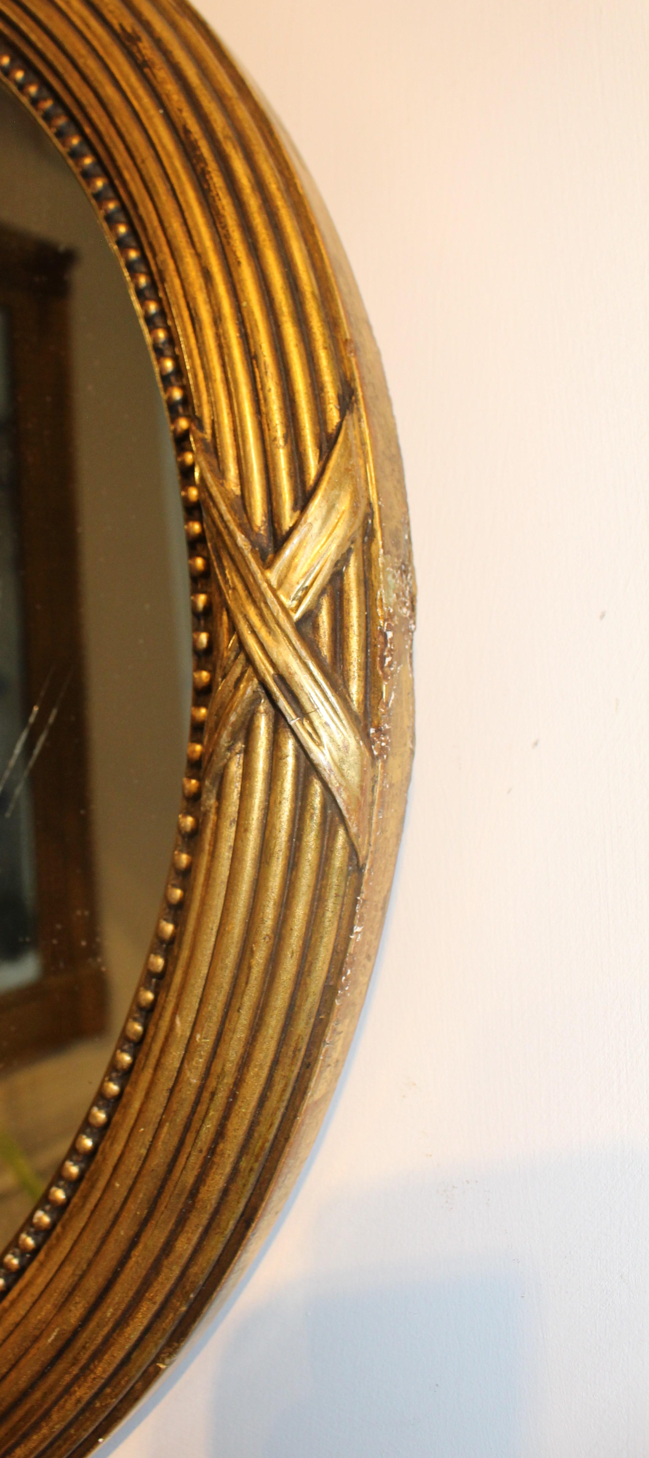 Other 20th Century Oval Art Deco 1930 French Continental Gilt Wall Console Mirror For Sale