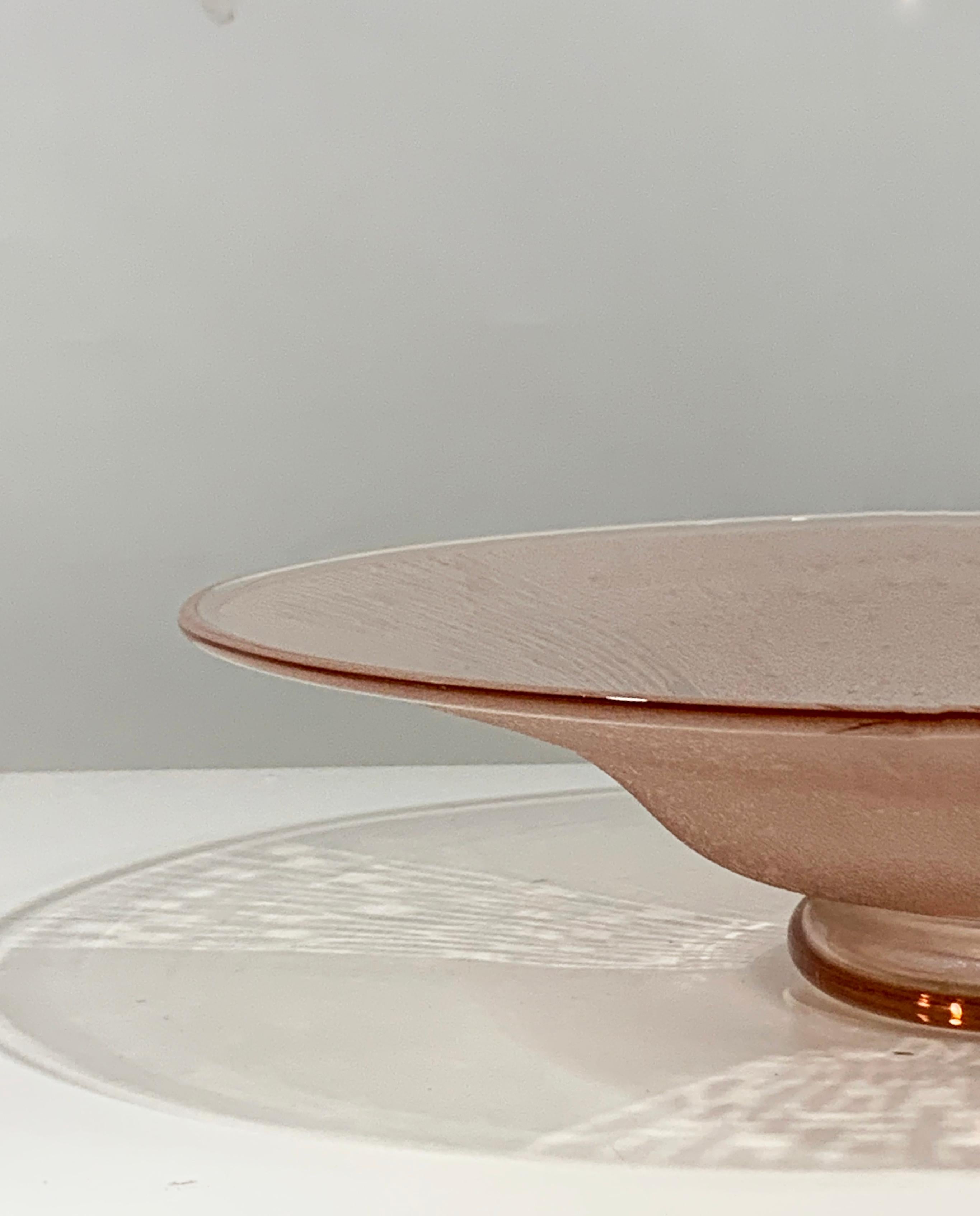 Mid-20th Century Sand Blasted Pink Platter Signed Schneider For Sale 5