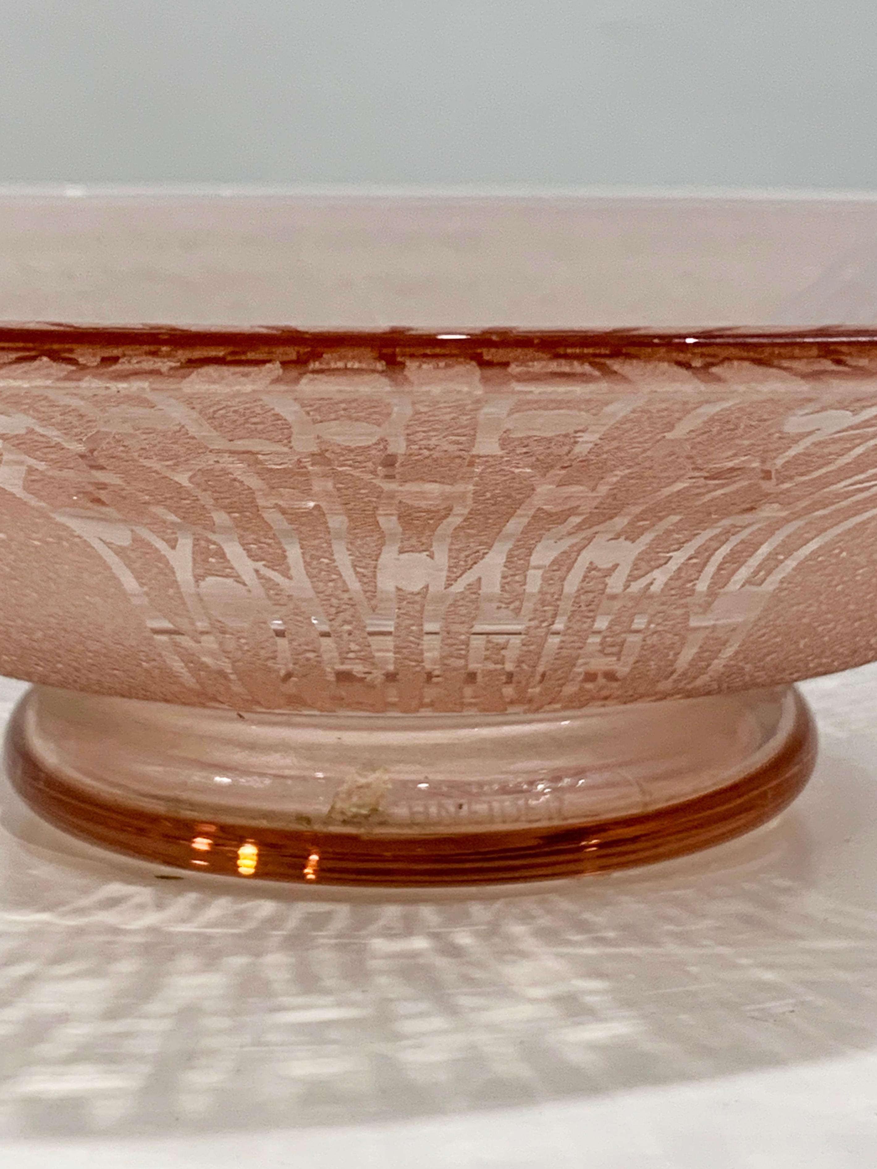 Mid-20th Century Sand Blasted Pink Platter Signed Schneider For Sale 2