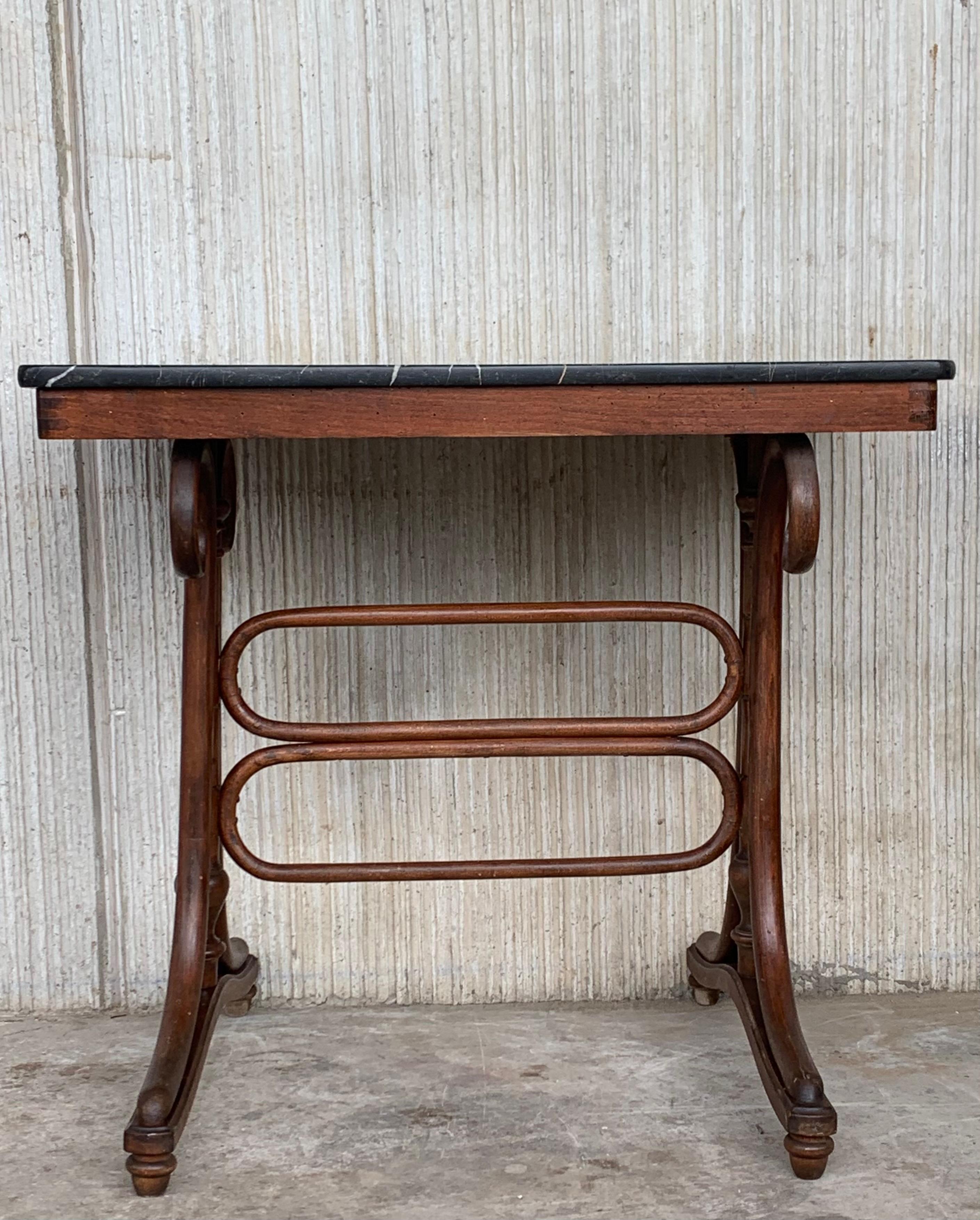 Mid-Century Modern 20th-Mid Century Thonet Side Table in Wood and Bentwood with Marble Top
