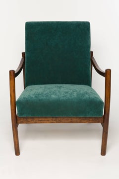 Sillón Club de mediados del siglo XX, terciopelo verde oscuro, años 60