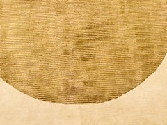 20th Midcentury Handmade Round Indian Carpet in Beige and Olive Green