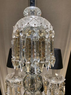 Oval Crystal Chandelier of 12 lights with clear and gold drops