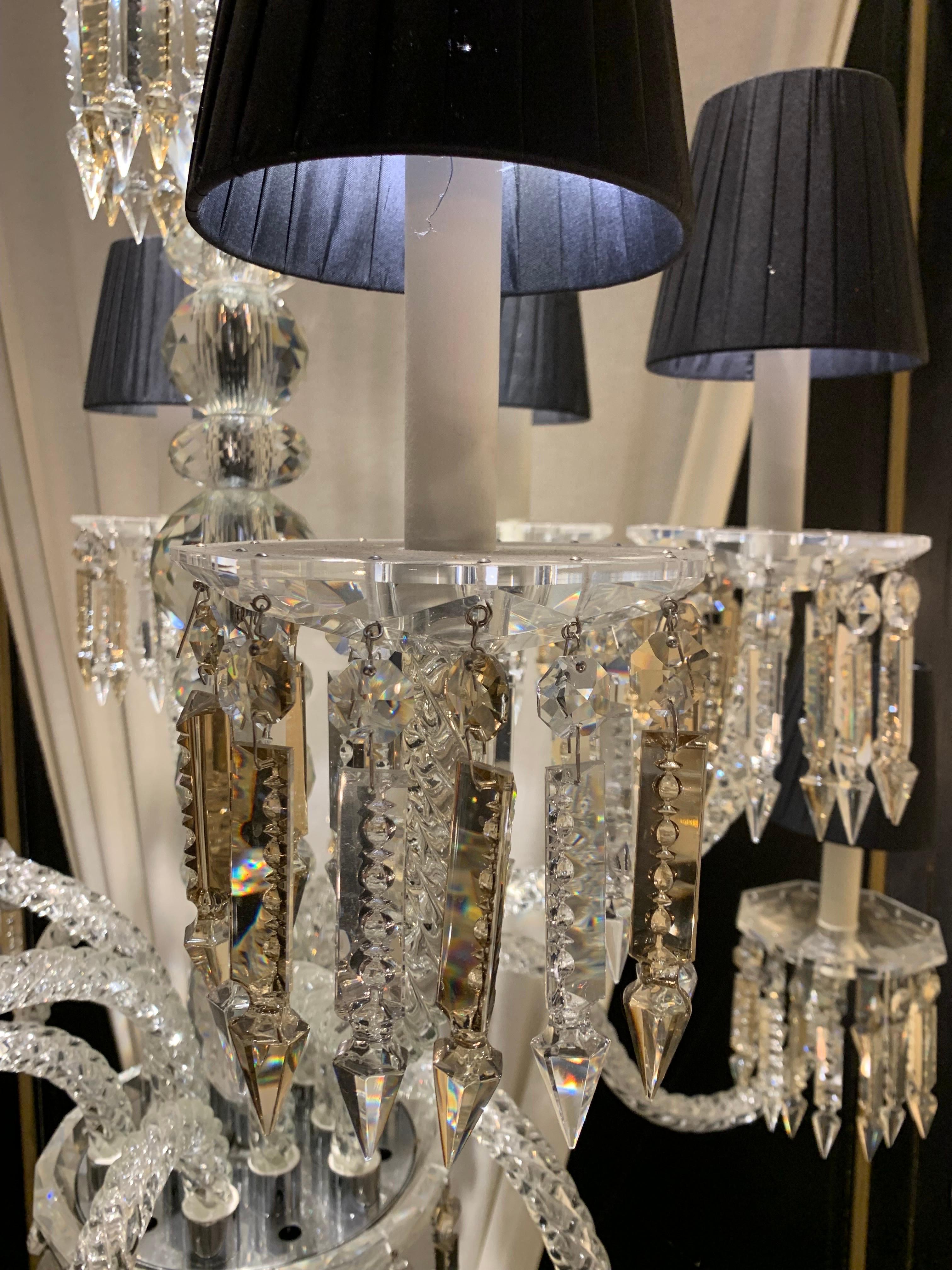 French 20th Oval Crystal Chandelier of 12 lights with clear and gold drops  For Sale