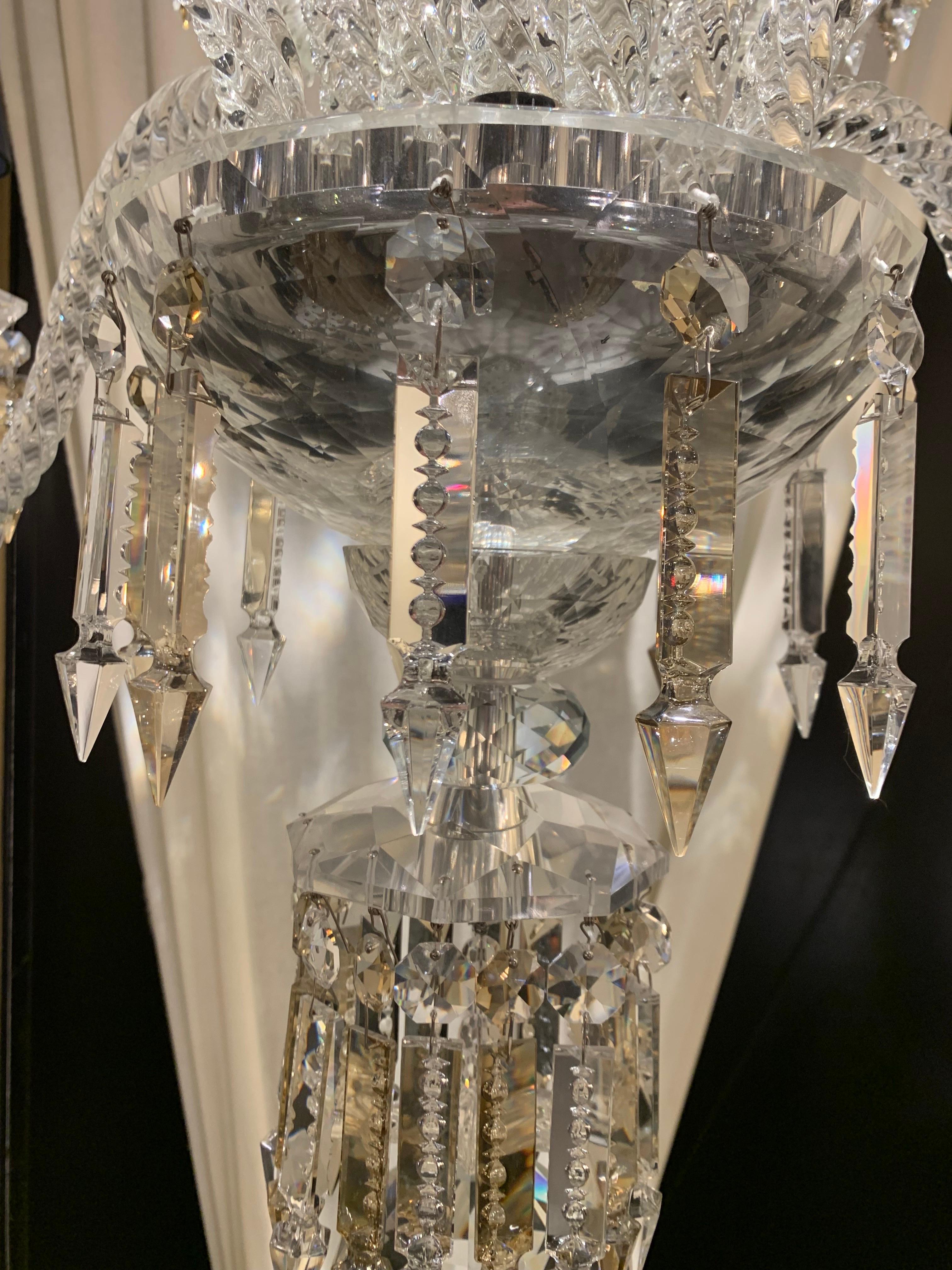 20th Oval Crystal Chandelier of 12 lights with clear and gold drops  For Sale 2
