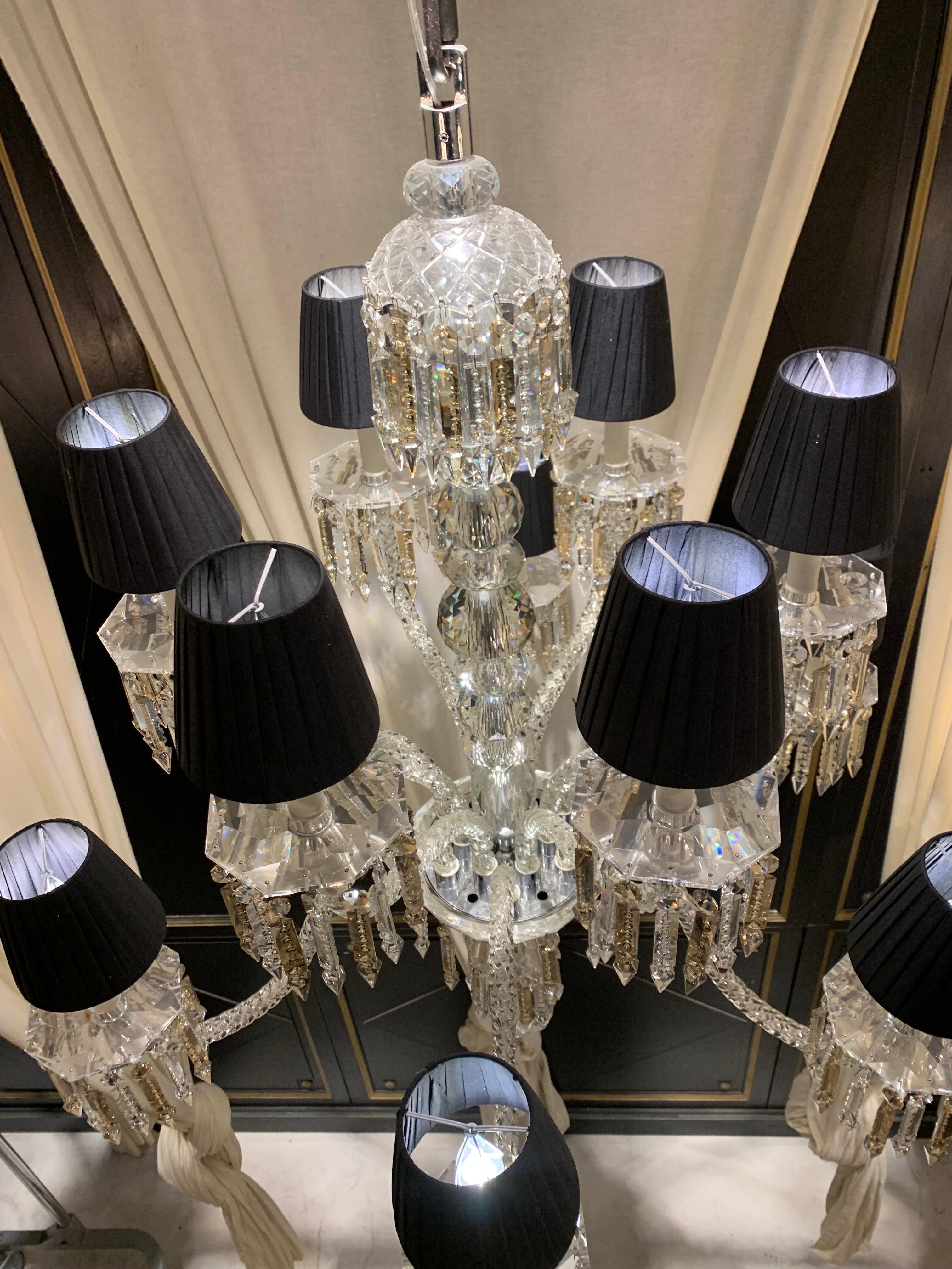 20th Oval Crystal Chandelier of 12 lights with clear and gold drops  For Sale 3