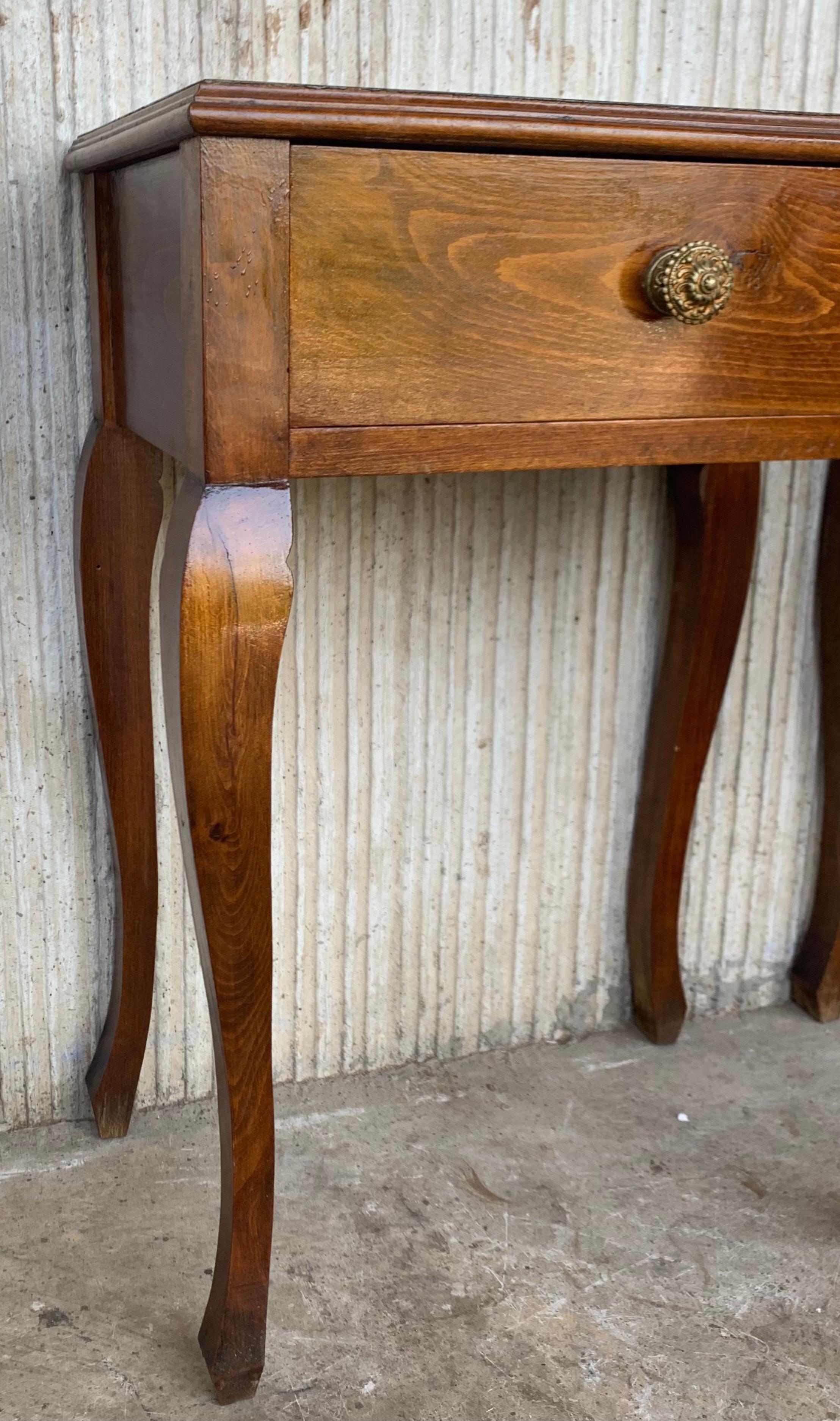 20th Pair of French Louis XV Style Walnut Bedside Tables with Drawer 3