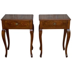 20th Pair of French Louis XV Style Walnut Bedside Tables with Drawer