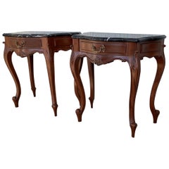 20th Century Pair of French Nightstands with One Drawer and Bronze Hardware