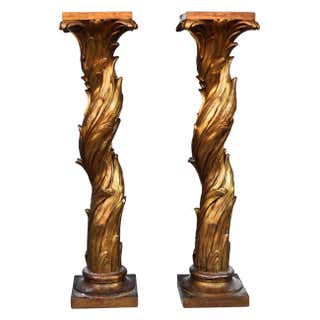 Pair of Italian Rococo Style Gilt Columns For Sale at 1stDibs