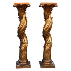 20th Pair Of Gilt Plaster Columns