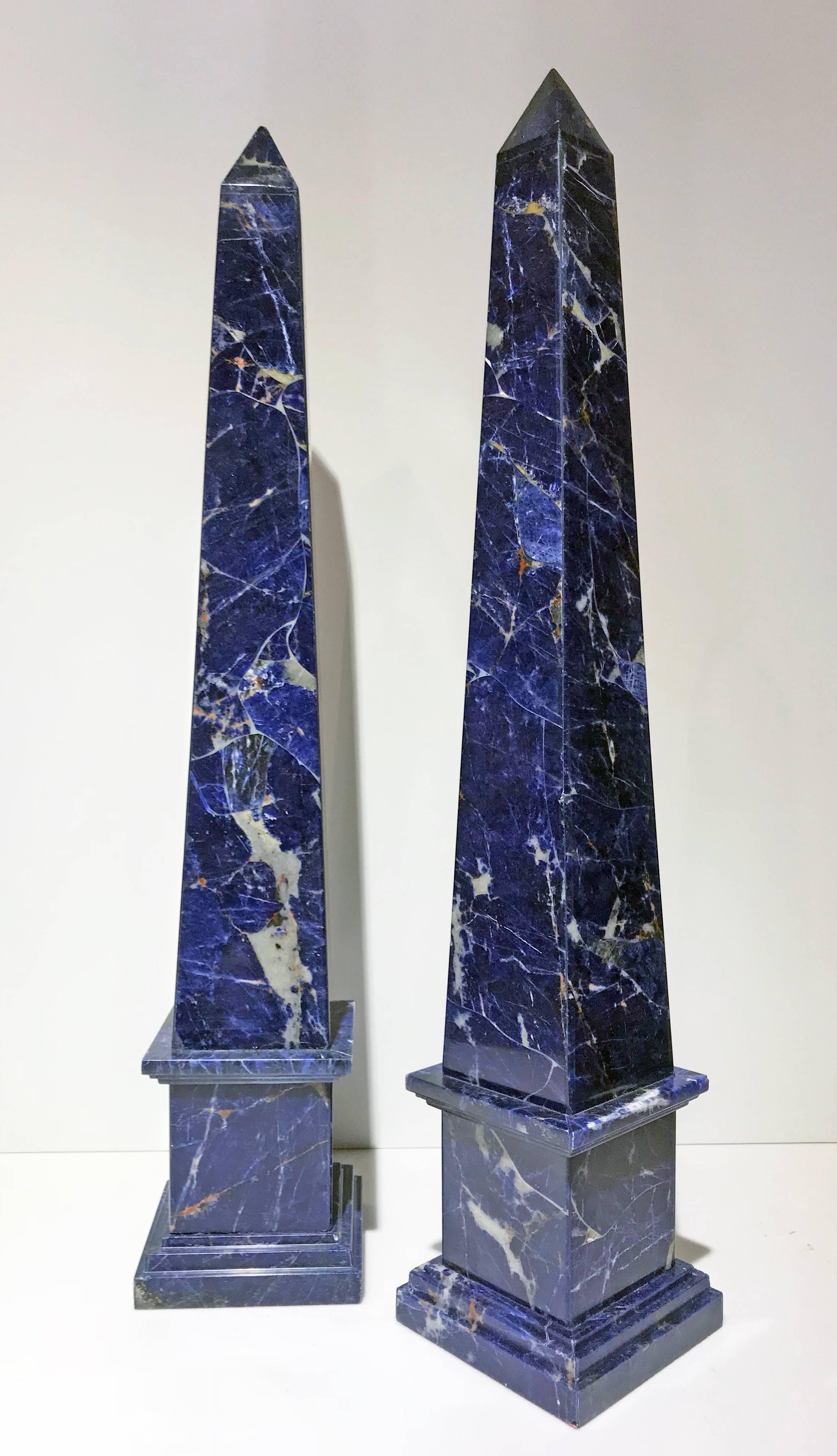 20th Century Pair of Grand Tour Italian Blue Sodalite Obelisks 5