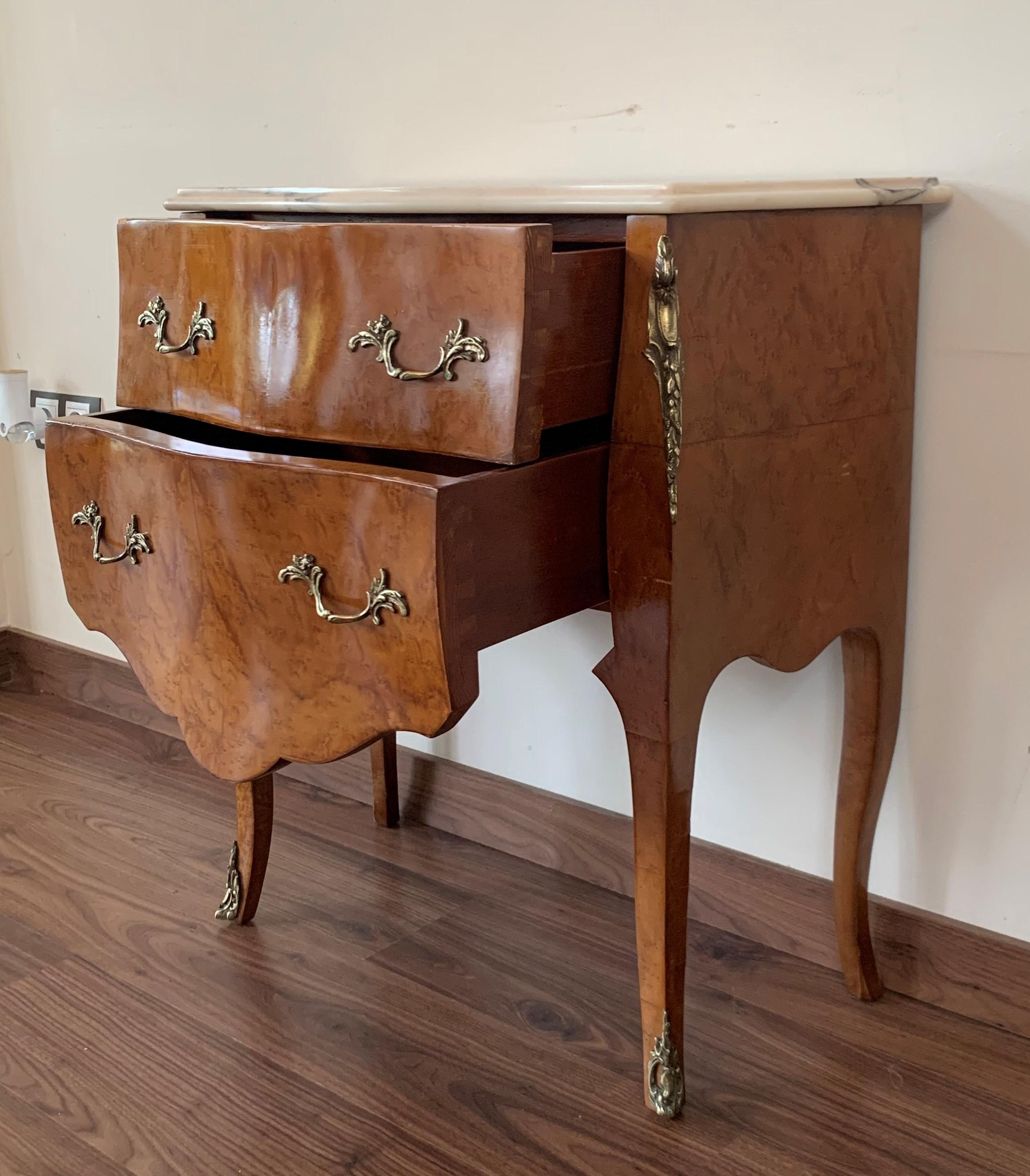 20th Century Italian Fruitwood Two Drawers Nightstands or Bedside Commodes, Pair 3